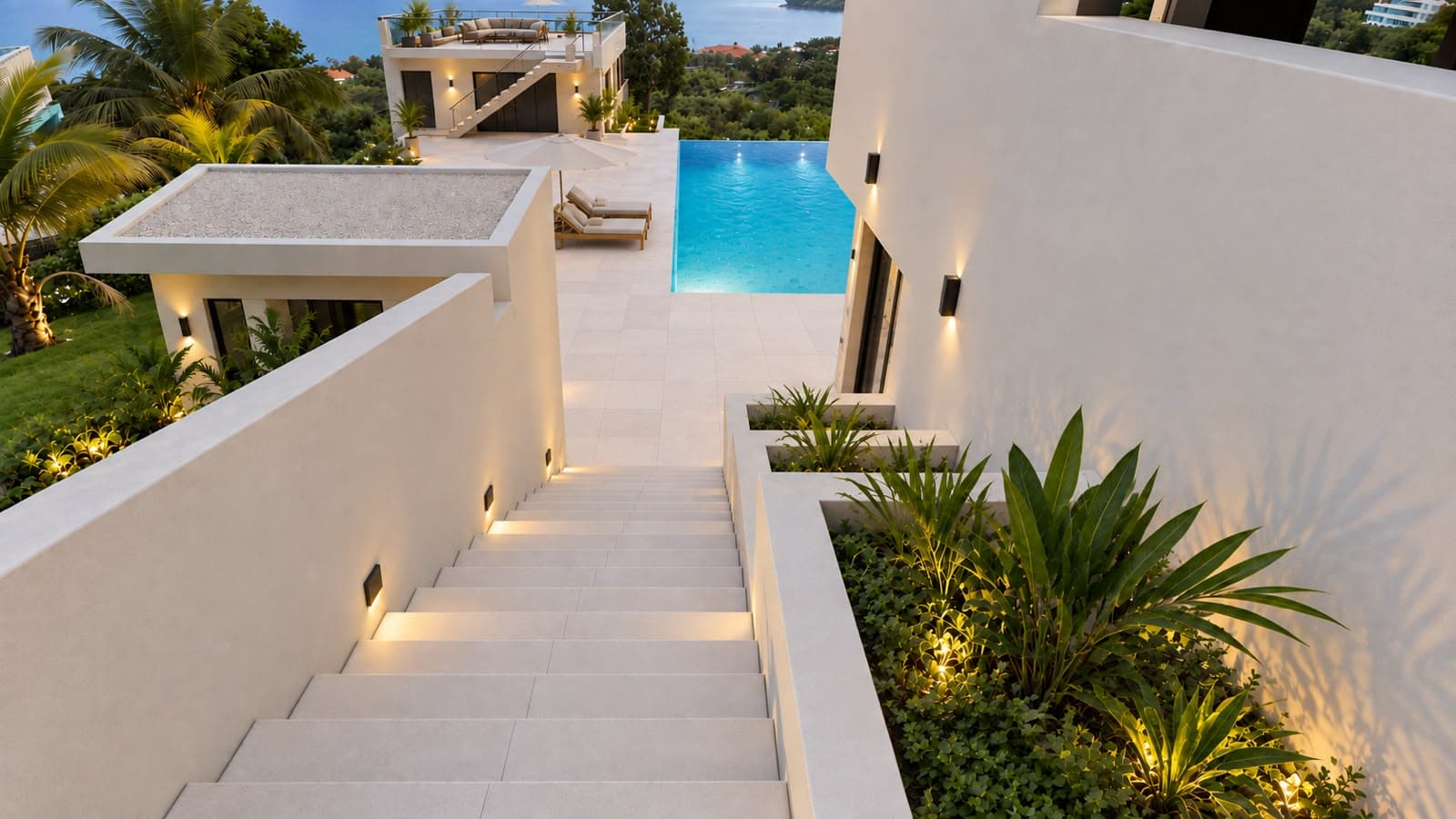 Stairway leading to the Villa Zahara pool deck